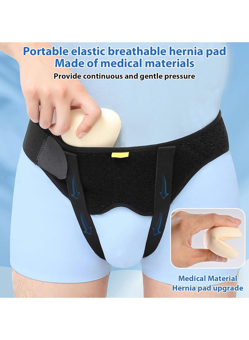 Hernia Belt for Men Hernia Support Truss for Single/Double Inguinal or Sports Hernia, Adjustable Waist Strap with 2 Removable Compression Pads Breathable Material (M Size) - Image 2