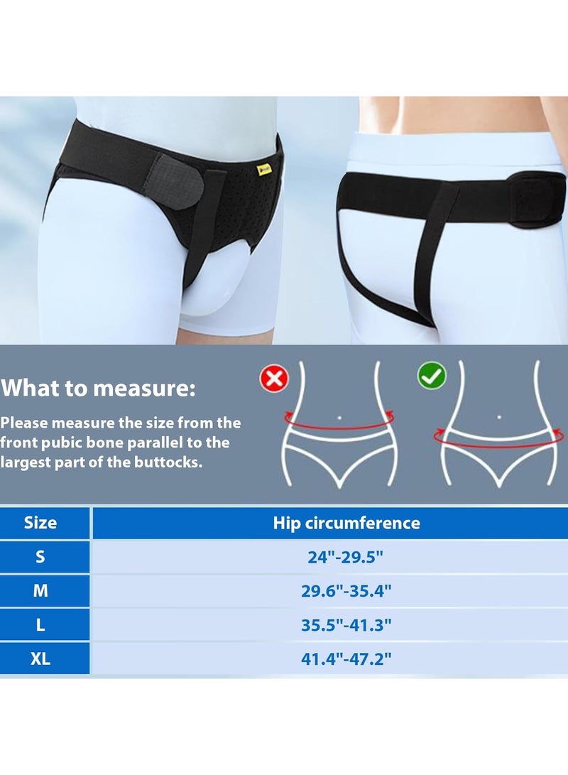 Hernia Belt for Men Hernia Support Truss for Single/Double Inguinal or Sports Hernia, Adjustable Waist Strap with 2 Removable Compression Pads Breathable Material (M Size) - Image 3