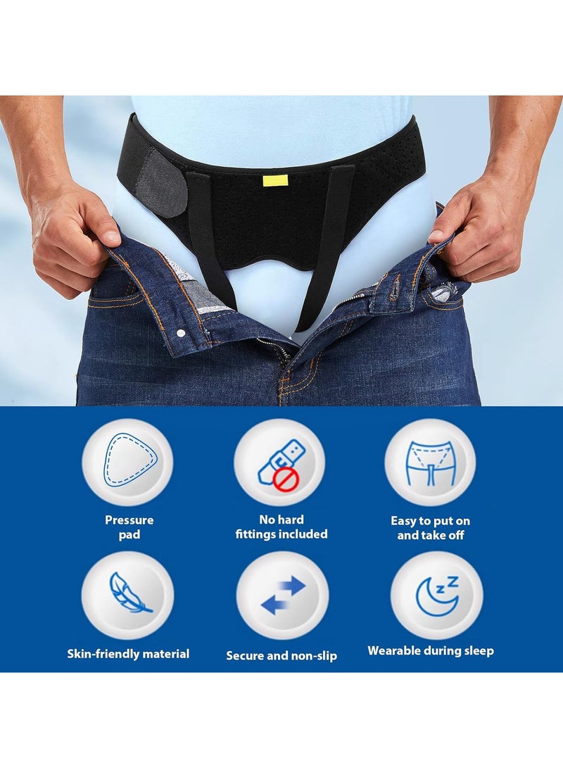 Hernia Belt for Men Hernia Support Truss for Single/Double Inguinal or Sports Hernia, Adjustable Waist Strap with 2 Removable Compression Pads Breathable Material (M Size) - Image 4