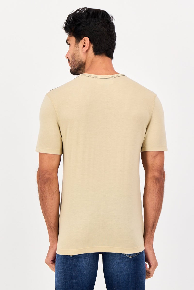Project Essentials Men Crew Neck Plain Short Sleeve T-Shirt, Tan - Image 3