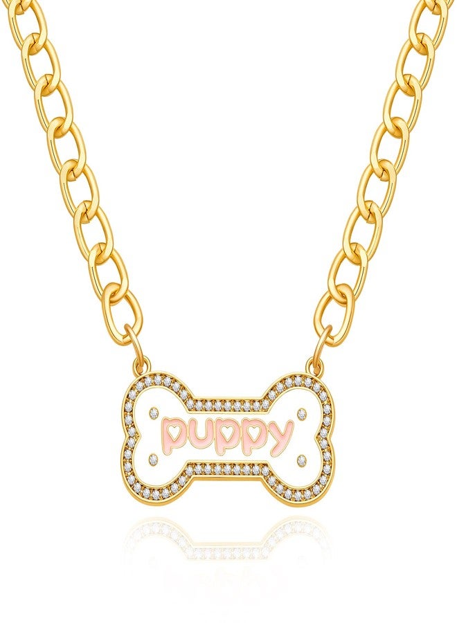Cicy Bell Pet Dogs Cats Bow Collars | Alloy Cute Fashion Dog Necklace with Dog Bone Charm for Small Medium | Adjustable Elegant Sweet Accessories Gift for Kitten Puppy - Image 1