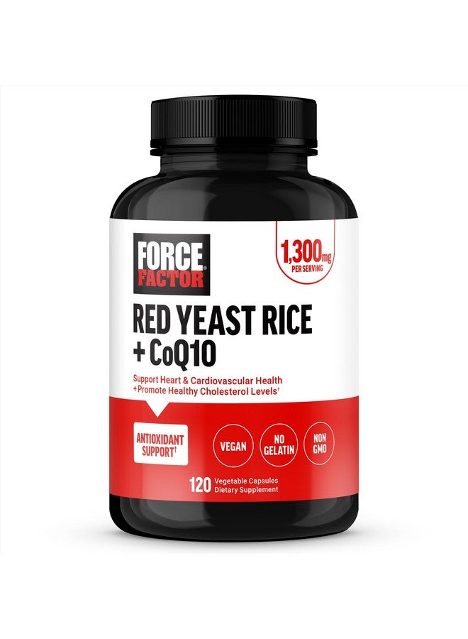 FORCE FACTOR Red Yeast Rice + CoQ10 Supplement for Antioxidant Support, Non-GMO, Vegan-Friendly, Premium Quality, 120 Capsules - Image 1