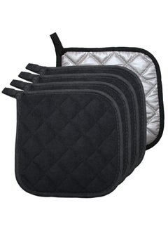 sokany 5 PCS Pot Holders for Kitchen, Cotton Potholers with Great Heat Resistance, Hot Pads, Trivets for Cooking and Baking (Black)  - Image 1
