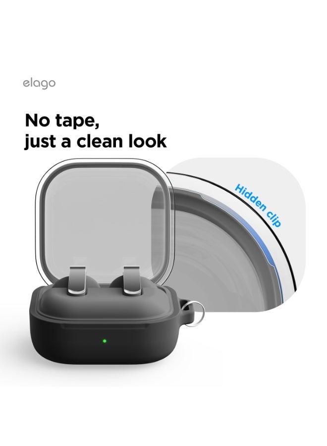 Elago Duo Hang for Samsung Galaxy Buds 4 Pro Case and Galaxy Buds4 Case Cover with Carabiner - Clear | Black - Image 5