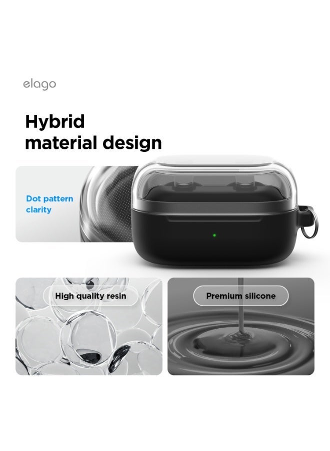 Elago Duo Hang for Samsung Galaxy Buds 4 Pro Case and Galaxy Buds4 Case Cover with Carabiner - Clear | Black - Image 4