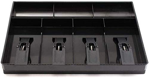 Divinext ABS Cash Tray, 4 Cash/Bills and 3 Coin Compartment Cash Drawer Safe Box | Black - Image 3