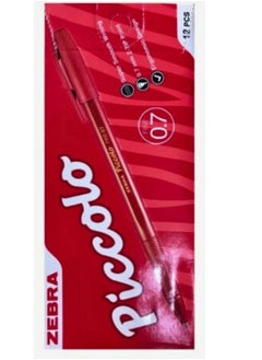 ZEBRA 12 Piece Piccolo Red Ball Pen 0.7mm Fine Tip  - Image 1
