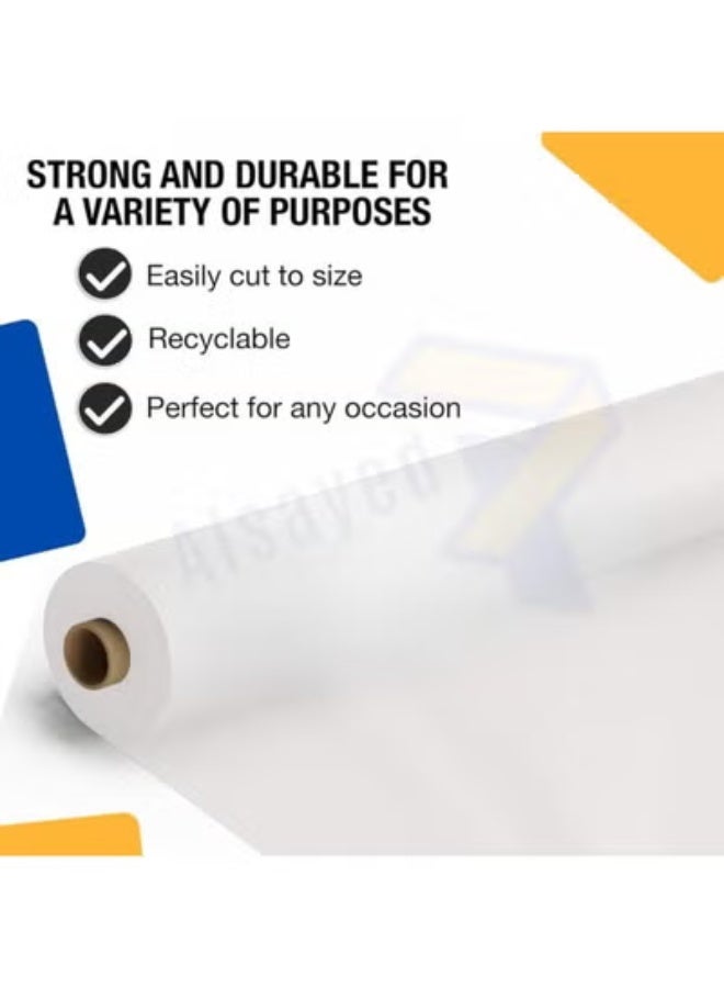 AlsayedP 40 Pcs Sufra Roll White Plastic Table Cover Roll 105 * 85 cm Disposable Table Cloth for Picnic, Party, Banquet, Birthdays, Weddings (White 40pcs) - Image 2