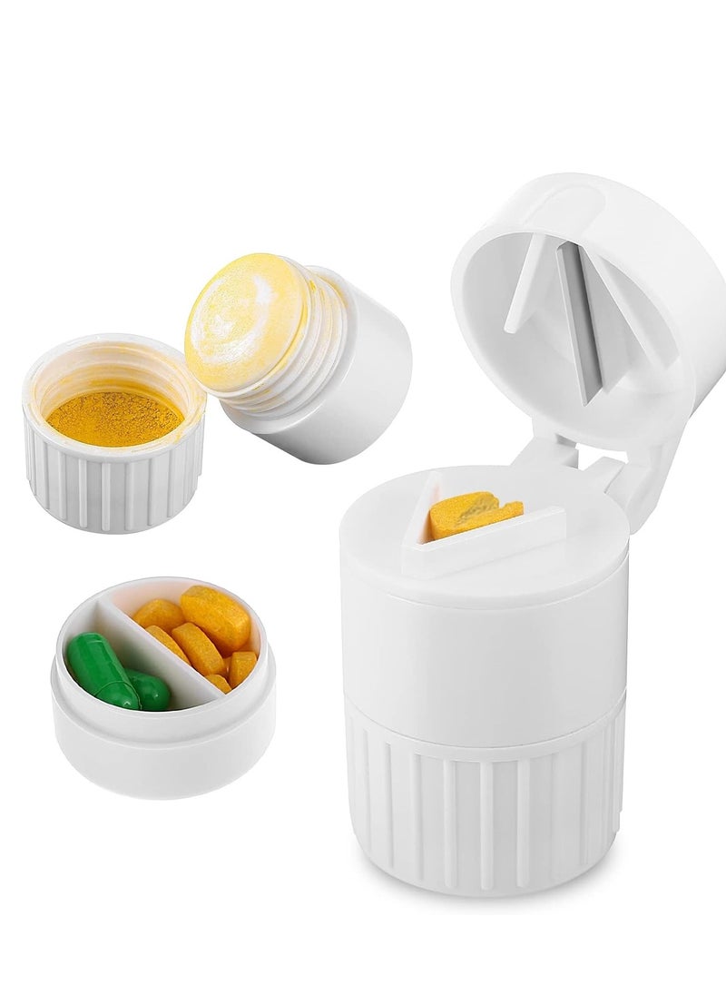 SYOSI 4 in 1 Pill Crusher Grinder Tablets and Multifunction Cutter Storage Splitter with Blade Water Cup, Travel Organizer Portable Pretty for Purse Pocket  - Image 4