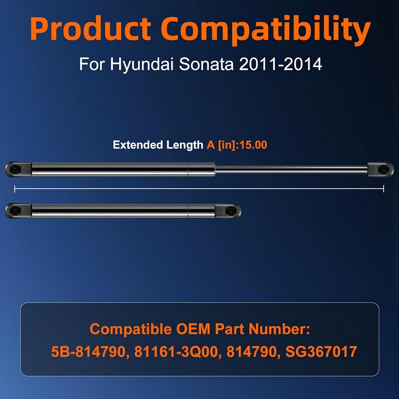 Euplokeer Qty (2) Hood Replacement Lift Support for Hyundai Sonata 2011-2014, Bonnet Shock Strut Arm Damper Replace OE# 811713Q000 - Image 2