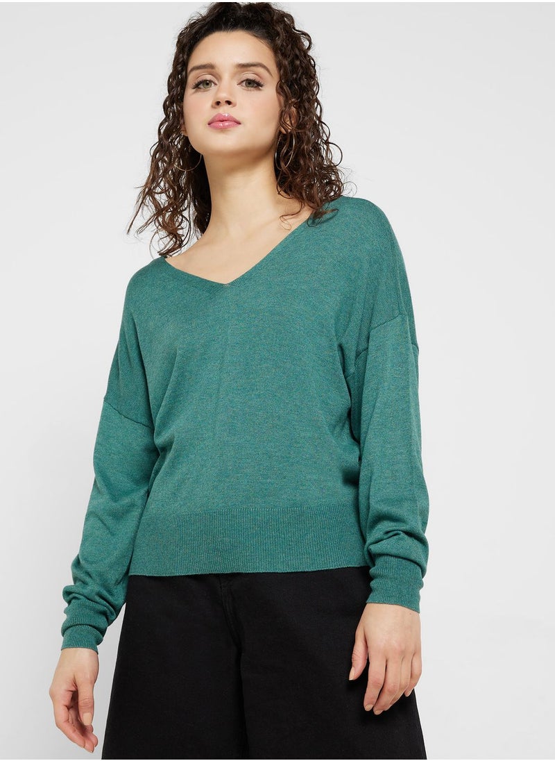 ONLY - V-Neck Knitted Sweater - Image 1