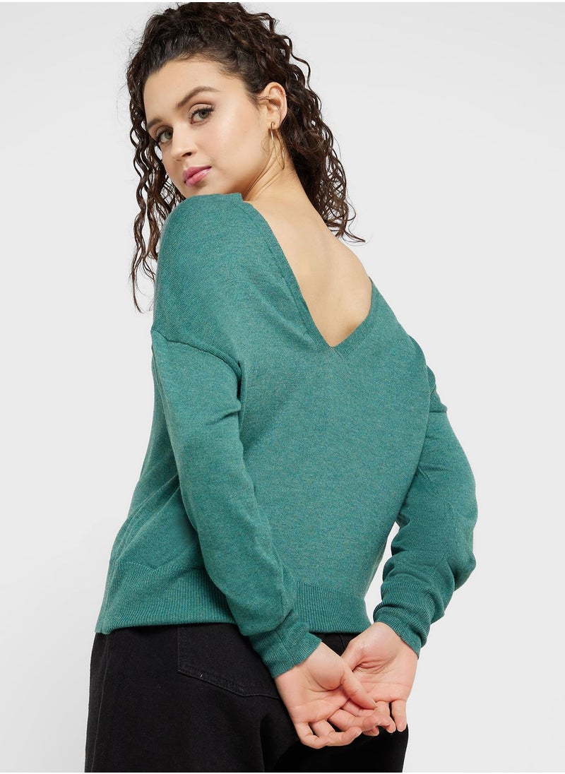 ONLY - V-Neck Knitted Sweater - Image 1