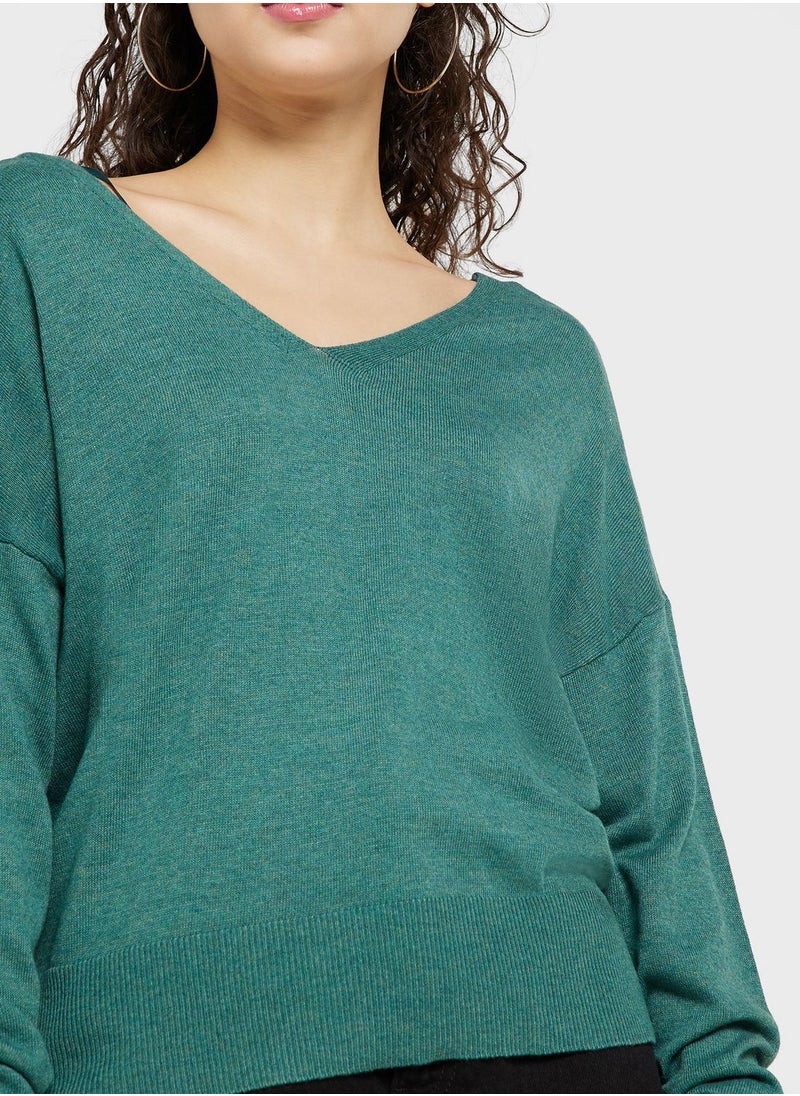 ONLY - V-Neck Knitted Sweater - Image 1