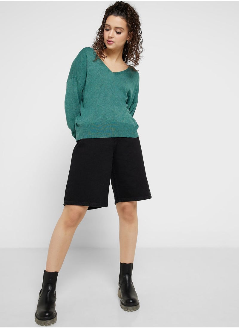 ONLY - V-Neck Knitted Sweater - Image 1