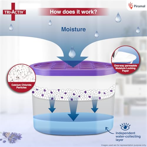Tri-Activ Moisture Absorbers | Dehumidifier For Wardrobe, Closet, Shoe Rack | Absorption Capacity upto 600ml Each (Lavender, Pack of 6) - Image 4