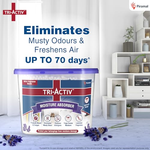 Tri-Activ Moisture Absorbers | Dehumidifier For Wardrobe, Closet, Shoe Rack | Absorption Capacity upto 600ml Each (Lavender, Pack of 6) - Image 2