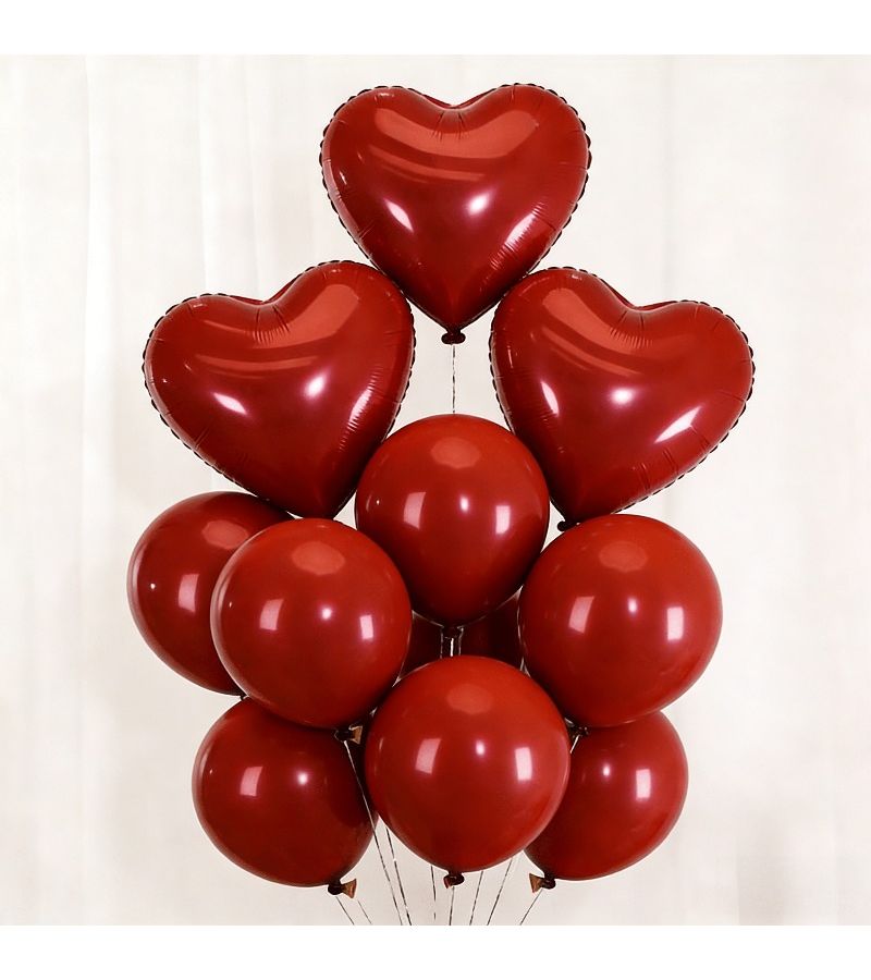 25Pcs Romantic Red Heart And Star Balloons Set With Hand Pump For Birthday Wedding Decor - Image 4