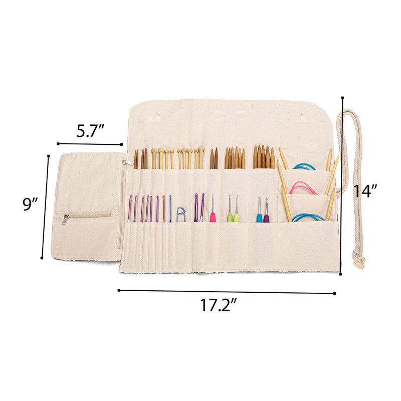 Teamoy Knitting Needles Holder Case(up to 11 Inches), Rolling Organizer for Straight and Circular Knitting Needles, Crochet Hooks and Accessories, Sheep - NO Accessories Included - Image 5