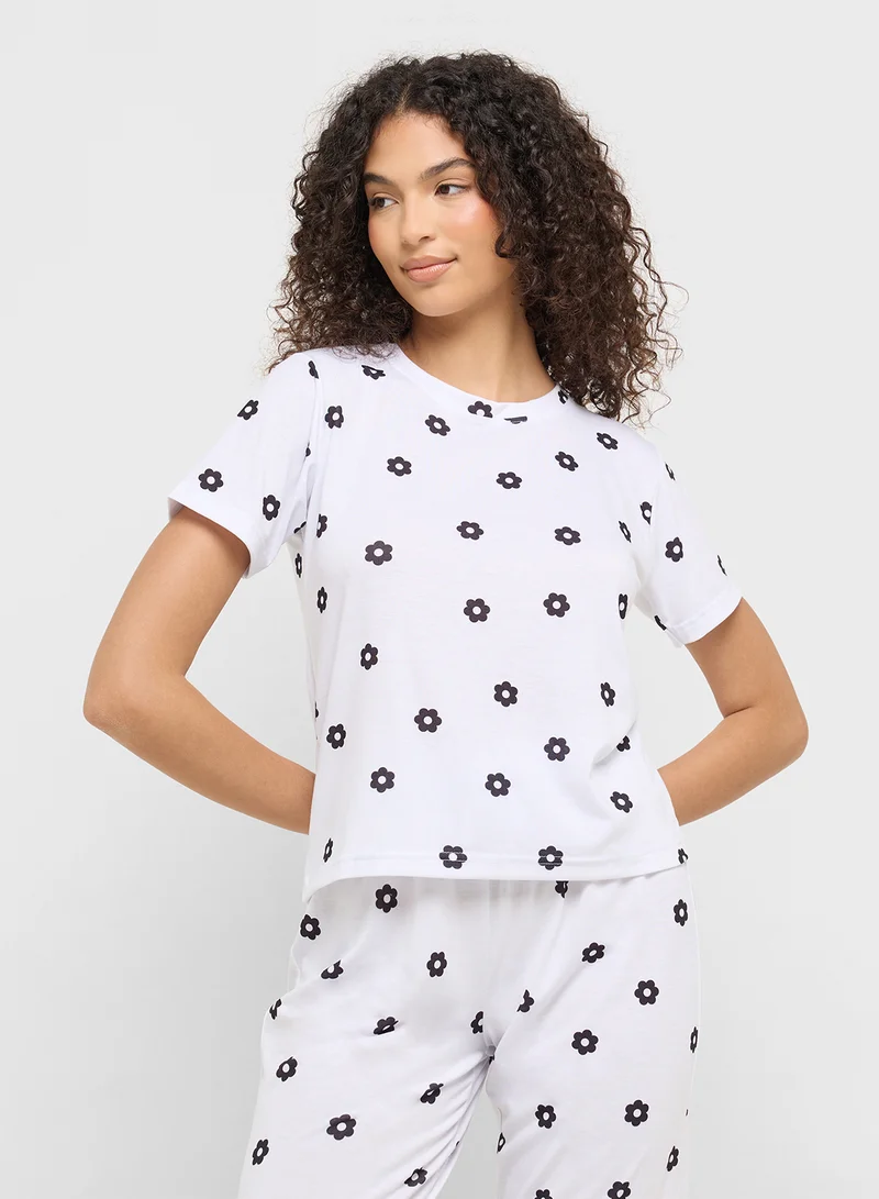 Ginger Cotton Floral T-Shirt & Pyjama Set