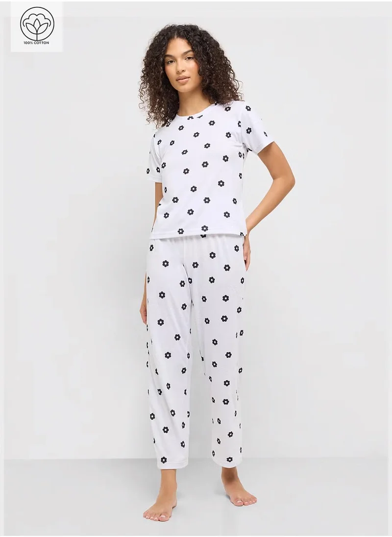 Ginger Cotton Floral T-Shirt & Pyjama Set