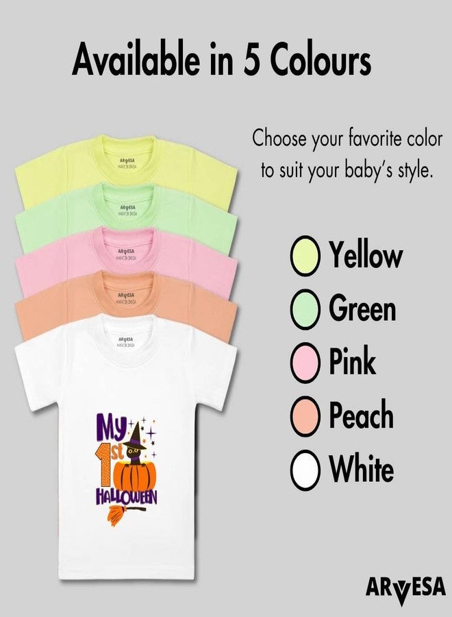 ARVESA My First Halloween TS-1131 Halloween Baby Tshirt for Kids Boys & Girls Half Sleeves Round Neck Clothes Tshirt for Kids Boys 1 Months to 6 Years Dress Yellow - Image 4
