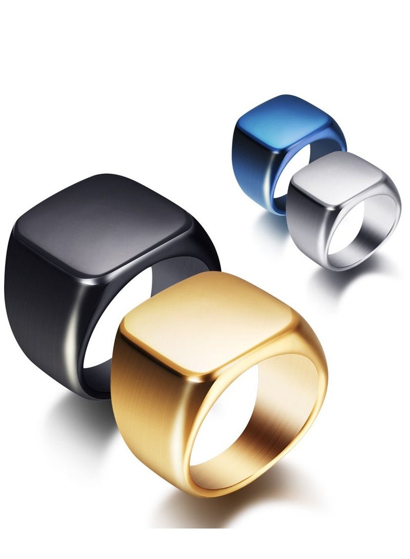 Loquat Stainless Steel Solid Polished Signet Ring - Image 2