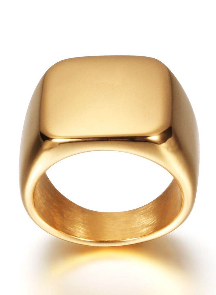 Loquat Stainless Steel Solid Polished Signet Ring - Image 1