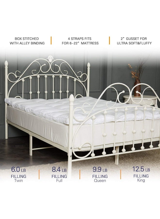 SUFUEE Mattress Topper Full Size 2 inch Thick Down Alternative Quilted Mattress Cover Soft and Warm Mattress Pad for All Seasons White - Image 3