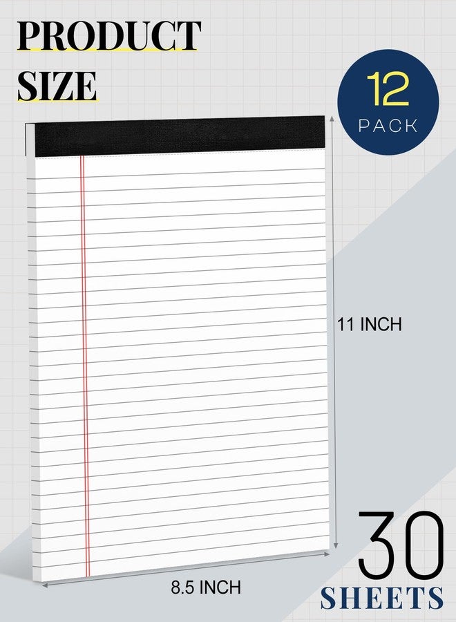 Aidunmis 12 Pack Note Pads 8.5 x 11 White Legal Pads 8.5 x 11 Wide Ruled Lined Writing Pads Legal Notepads Legal Ruled White Lined Paper Pads 8.5 x 11 Inch 30 Sheets Per Writing Pad for School, Office, Home - Image 2