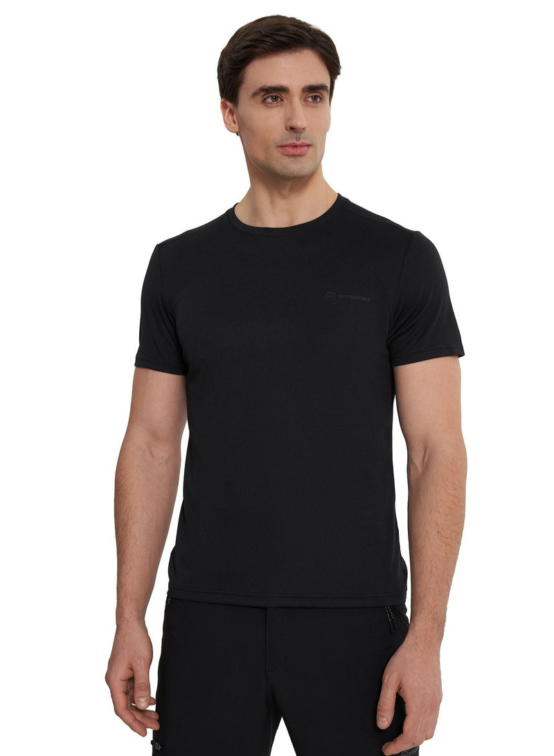 Outventure Outventure Men’s Black T-Shirt – Slim Fit, Durable & Wear-Resistant Fabric, Breathable & Lightweight for Outdoor Adventures & Travel - Image 3