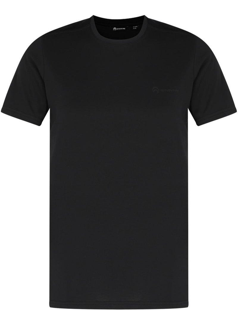 Outventure Outventure Men’s Black T-Shirt – Slim Fit, Durable & Wear-Resistant Fabric, Breathable & Lightweight for Outdoor Adventures & Travel - Image 1