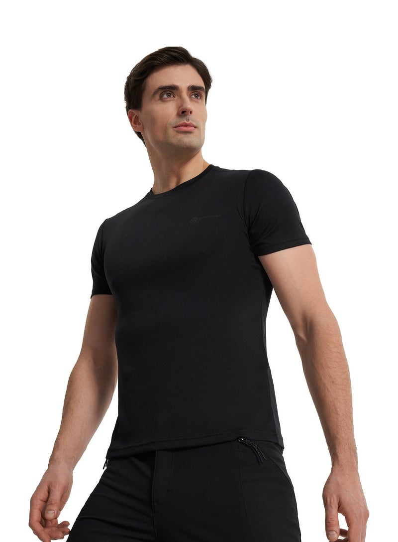 Outventure Outventure Men’s Black T-Shirt – Slim Fit, Durable & Wear-Resistant Fabric, Breathable & Lightweight for Outdoor Adventures & Travel - Image 2