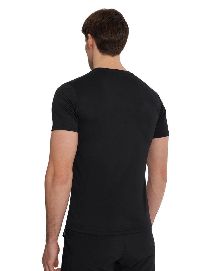 Outventure Outventure Men’s Black T-Shirt – Slim Fit, Durable & Wear-Resistant Fabric, Breathable & Lightweight for Outdoor Adventures & Travel - Image 4