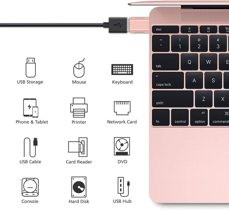 BEYEE USB C Adapter (2 Pack),High-Speed Data Transfer, USB-C to USB 3.0 Female Adapter for MacBook Pro 2020, iPad Pro 2020, Samsung Notebook 9,Dell XPS & More Type C Devices (Rose Gold) - Image 2