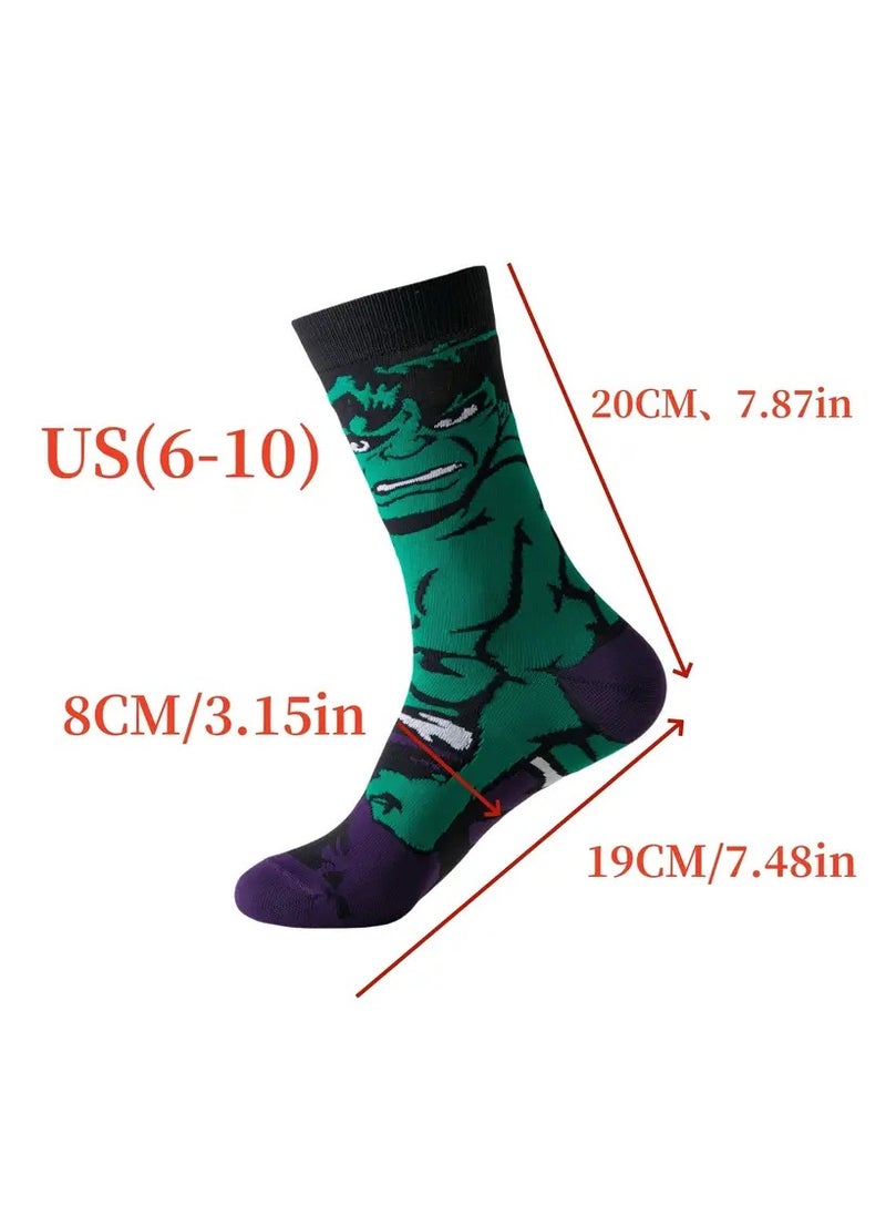Generic Random Superhero Pattern 3 Pairs Of Boy's Mid Calf Crew Socks, Breathable Comfy Casual and Fashion Socks  - Image 4