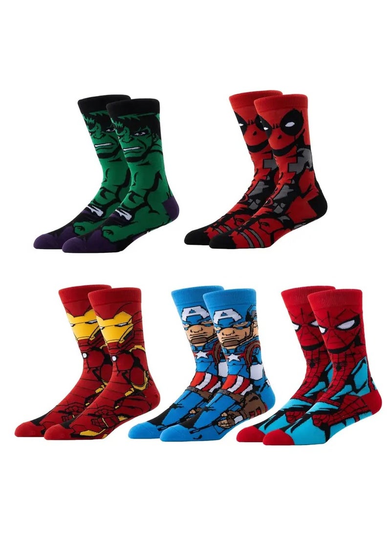 Generic Random Superhero Pattern 3 Pairs Of Boy's Mid Calf Crew Socks, Breathable Comfy Casual and Fashion Socks  - Image 3