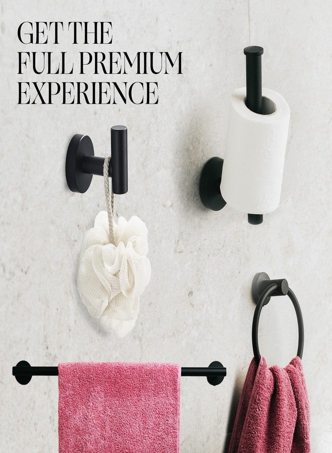 Marmolux Acc - 4 Piece Matte Black Bathroom Hardware Set - Towel Rack Set, Towel Holder & Wall Mounted Fixtures - Stainless Steel Matte Black Accessories - Image 3