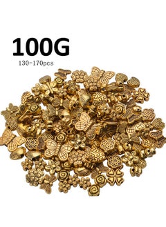 BronaGrand BronaGrand 100 Gram(About 130-170pcs) Antique Gold Alloy Heart Butterfly Flower Beads Charm Bead Spacers Jewelry Findings Accessories for Bracelet Necklace Jewelry Making  - Image 2