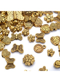 BronaGrand BronaGrand 100 Gram(About 130-170pcs) Antique Gold Alloy Heart Butterfly Flower Beads Charm Bead Spacers Jewelry Findings Accessories for Bracelet Necklace Jewelry Making  - Image 4
