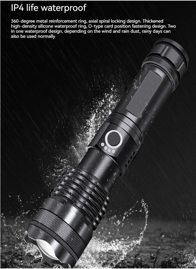 Generic Rechargeable LED Flashlight High Lumen, Super Bright Aluminum Alloy Flashlight, 5 Modes Zoomable IP68 Waterproof Tactical Flashlight for Emergency Camping Gifts  - Image 2