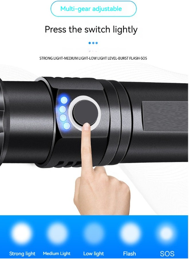 Generic Rechargeable LED Flashlight High Lumen, Super Bright Aluminum Alloy Flashlight, 5 Modes Zoomable IP68 Waterproof Tactical Flashlight for Emergency Camping Gifts  - Image 5