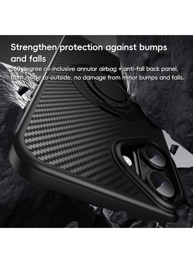 اس-توب جراب هاتف iPhone 16 Plus من ألياف الكربون MagSafe مع حامل دوار 360 درجة - Image 5