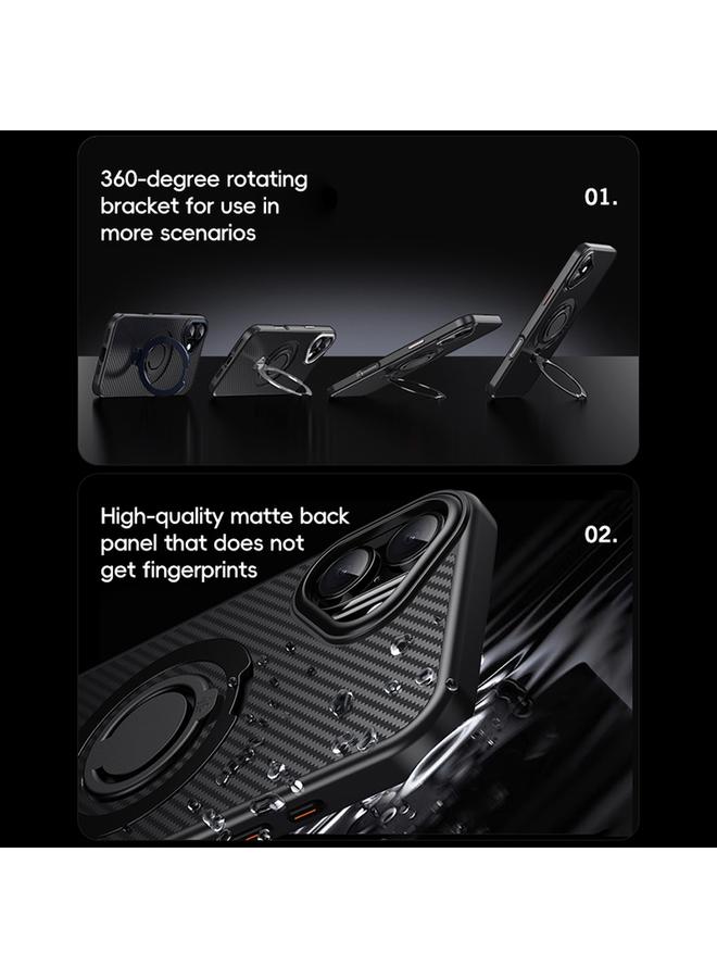 اس-توب جراب هاتف iPhone 16 Plus من ألياف الكربون MagSafe مع حامل دوار 360 درجة - Image 3