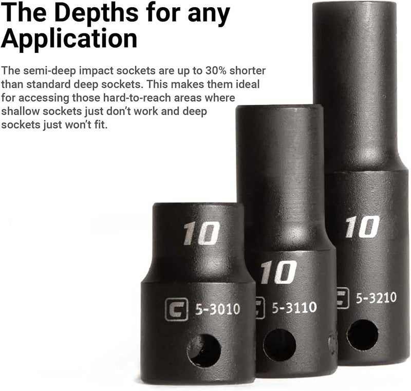 Capri Tools 3/8 in. Drive 14 mm Semi-Deep Impact Socket - Image 1
