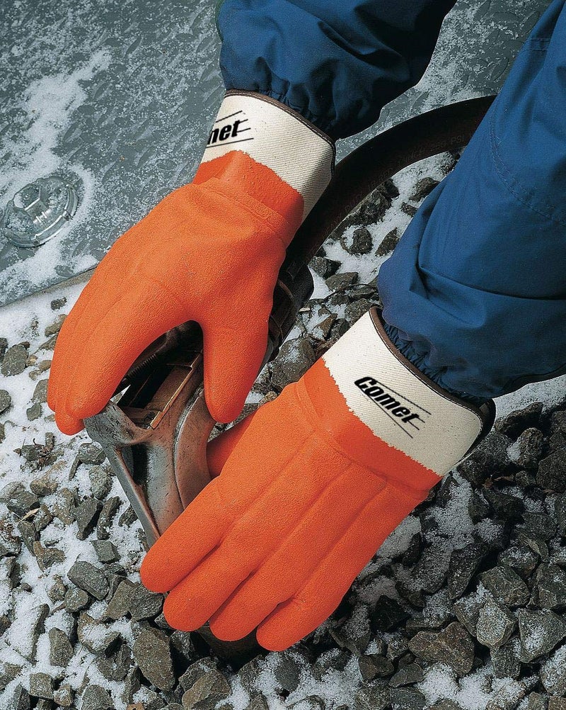 Galeton Comet Insulated PVC Coated Gloves Safety Cuff Orange 12 Pack - Image 4