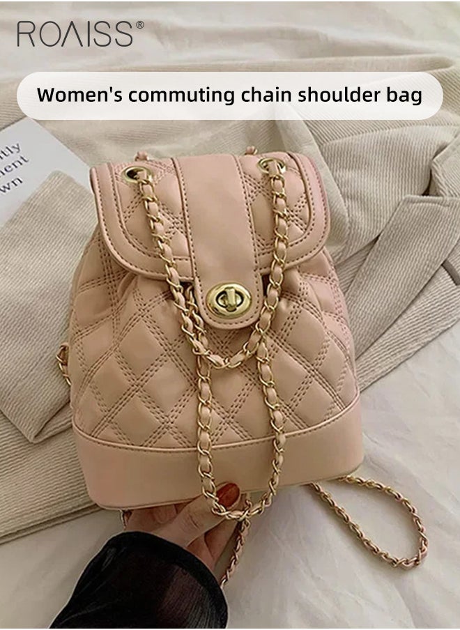 roaiss - PU Leather Chain Backpack for Women Rhombus Lattice Waterproof Wear Resistant Exquisite Sewing Thread Fashion Bag Ladies Premium Versatile Decorative Package with Internal Patch Pocket - Image 1