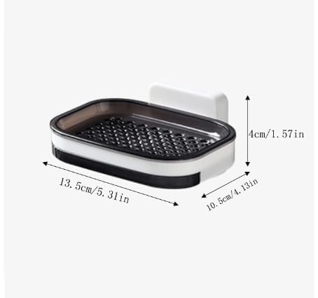 SHOPECOM Single Layer Wall Mounted Soap Dishes Box Drain Sponge Holder Storage Rack for Bathroom Accessories Toiletries Organizer Kitchen (Black) - Image 4