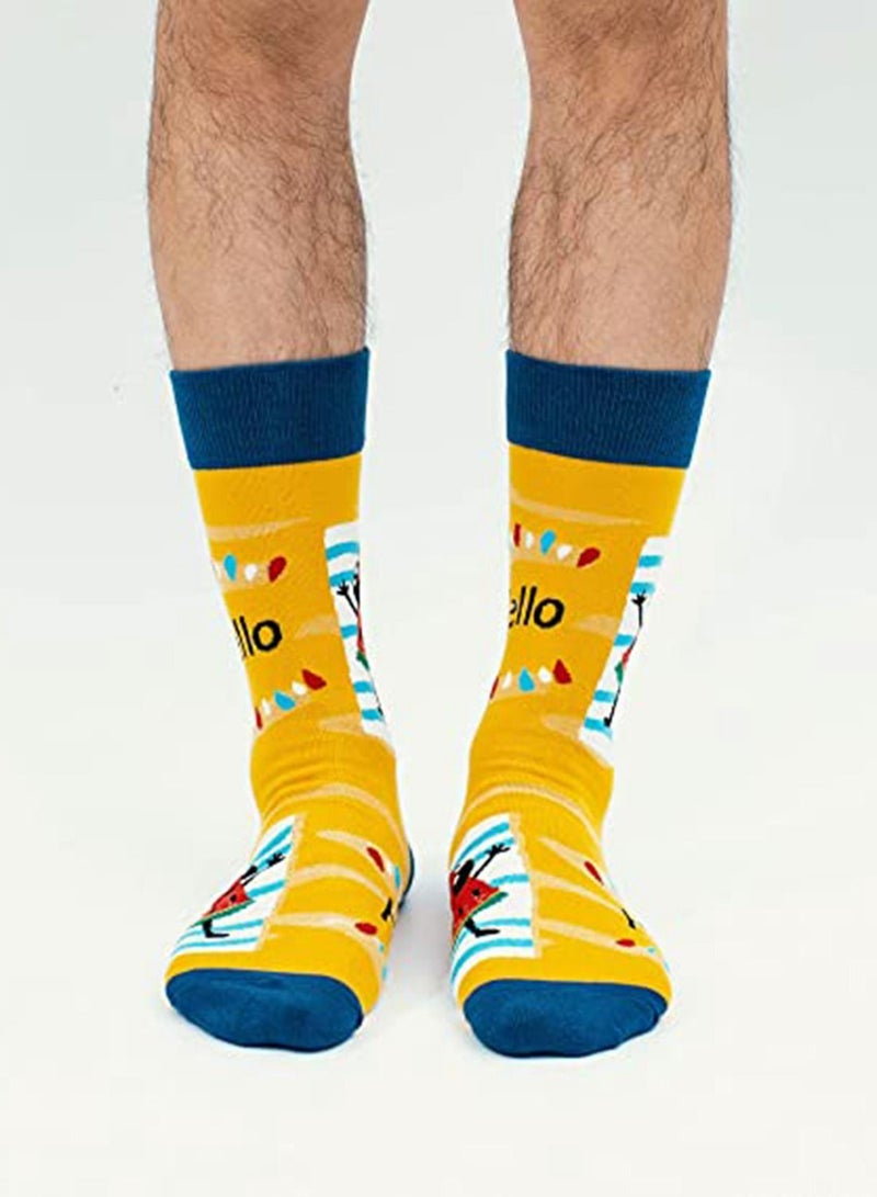 KASTWAVE 6 PCS Cotton Soft Funny Dress Socks for Men Women Funky Casual Crazy Colorful Patterned Fruit Cartoon Cool Novelty Crew Pack Art Animal Space MultiPack - Image 4