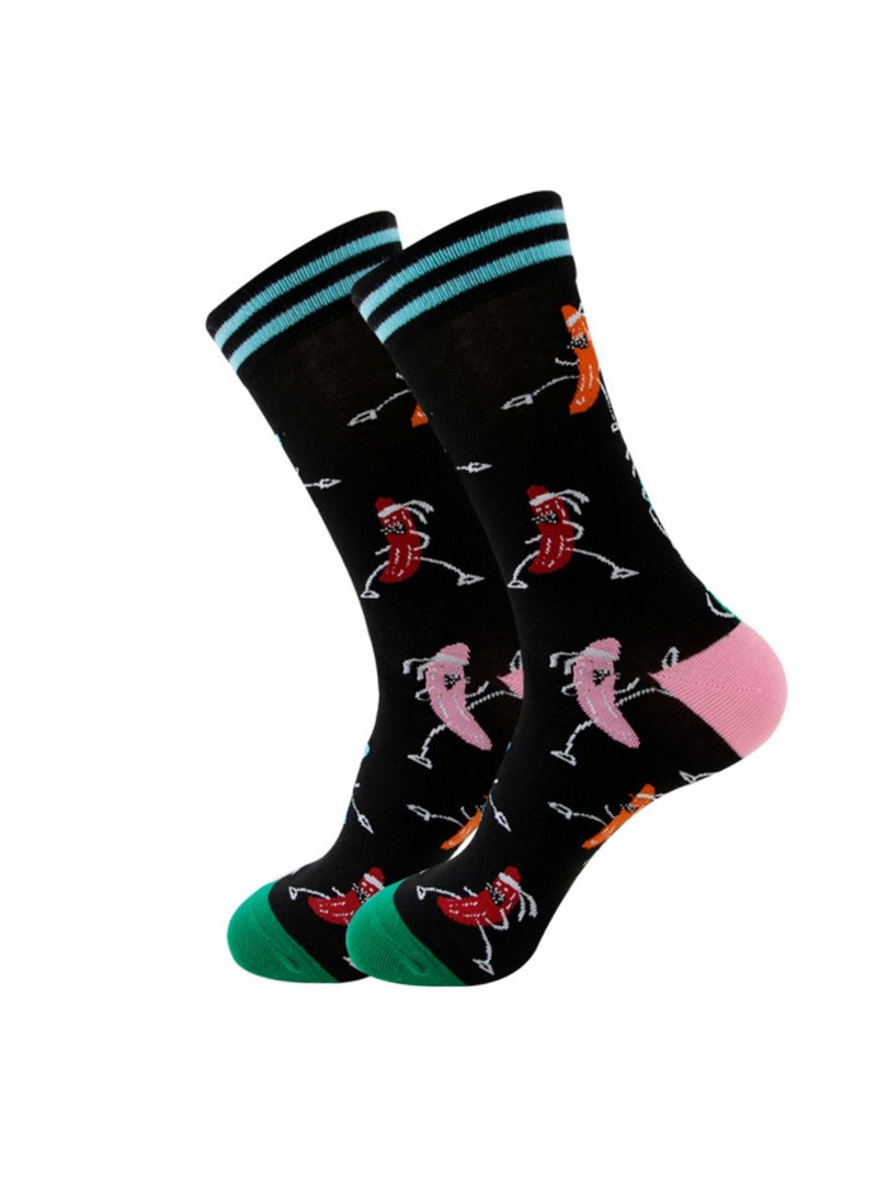 KASTWAVE 6 PCS Cotton Soft Funny Dress Socks for Men Women Funky Casual Crazy Colorful Patterned Fruit Cartoon Cool Novelty Crew Pack Art Animal Space MultiPack - Image 5