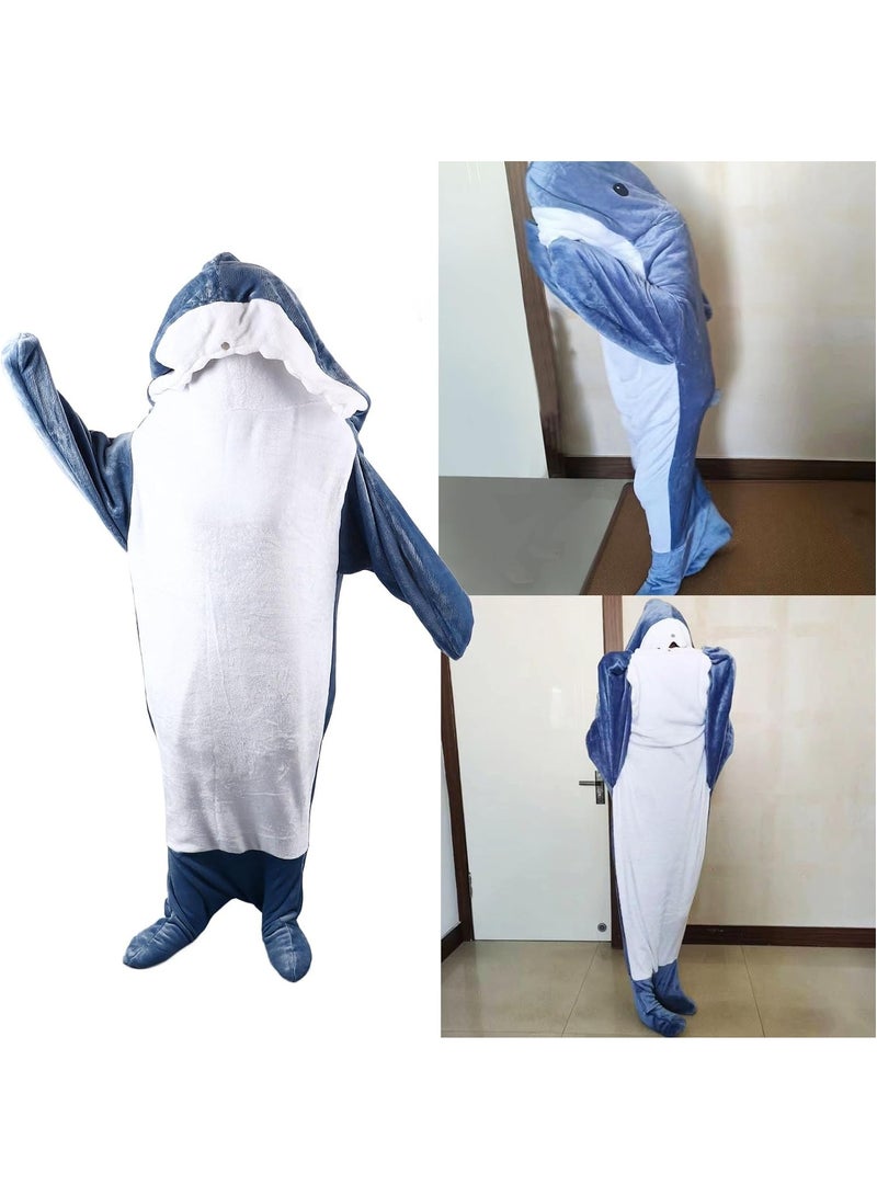RATSAW Shark Sleeping Bag Soft Cozy Flannel Hoodie Wearable Shark Blanket with Shark Tail Hooded Blanket Size M  - Image 2